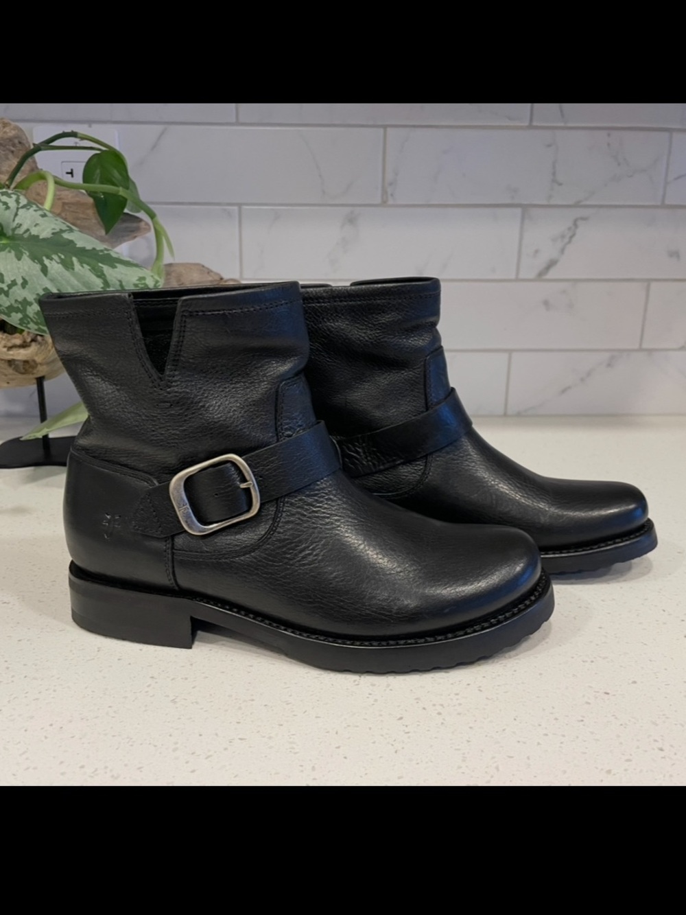 Frye Veronica Black Leather Moto Booties New In Box!